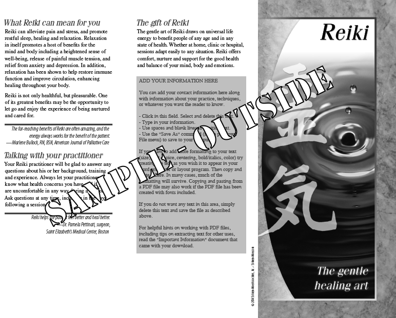 Sample outside of Reiki brochure.