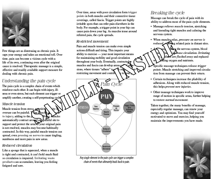 Sample inside of Chronic Pain brochure.