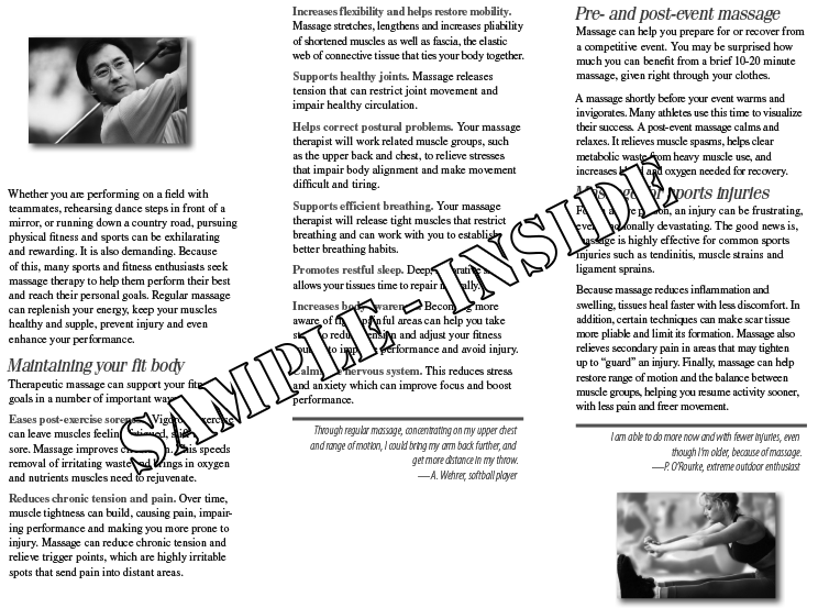 Sample inside of Sports brochure.