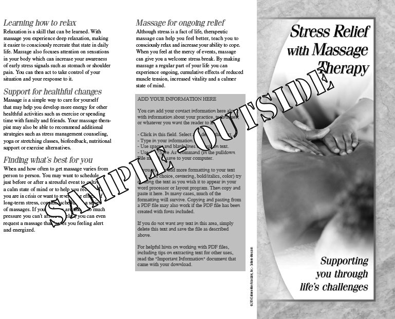 Sample outside of Stress Relief brochure.